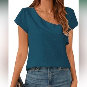 Elegant Teal Ruffle Blouse